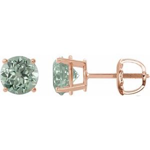 14K Rose Gold 8 mm Lab-Grown Green Sapphire Earrings