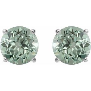 Sterling Silver 8 mm Lab-Grown Green Sapphire Earrings – image 2
