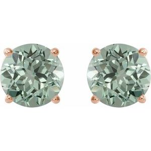 14K Rose Gold 8 mm Lab-Grown Green Sapphire Earrings – image 2