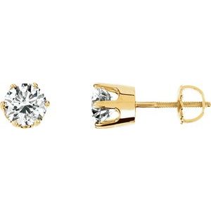14K Yellow Gold 2 CTW Natural Diamond 6-Prong Stud Earrings