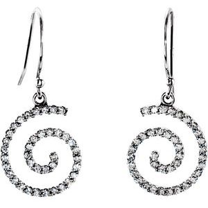 14K White Gold 1/3 CTW Natural Diamond Swirl Earrings – image 2