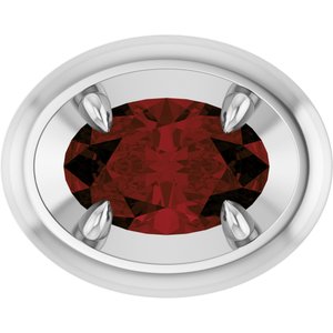 Sterling Silver 6x4 mm Natural Mozambique Garnet Solitaire Slide Pendant