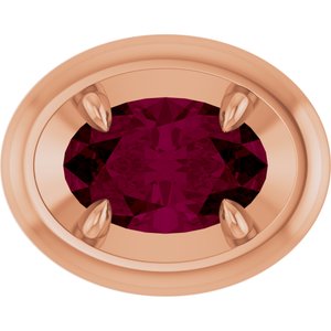 14K Rose Gold 6x4 mm Natural Rhodolite Garnet Solitaire Slide Pendant