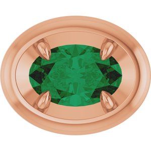 14K Rose Gold 6x4 mm Lab-Grown Emerald Solitaire Slide Pendant