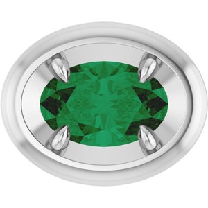 Sterling Silver 8x6 mm Lab-Grown Emerald Solitaire Slide Pendant