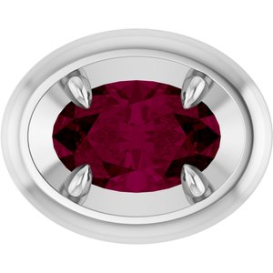 Platinum 8x6 mm Natural Rhodolite Garnet Solitaire Slide Pendant