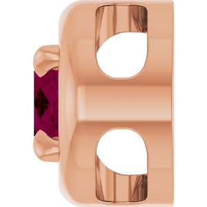 14K Rose Gold 8x6 mm Natural Rhodolite Garnet Solitaire Slide Pendant