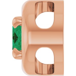 14K Rose Gold 8x6 mm Lab-Grown Emerald Solitaire Slide Pendant