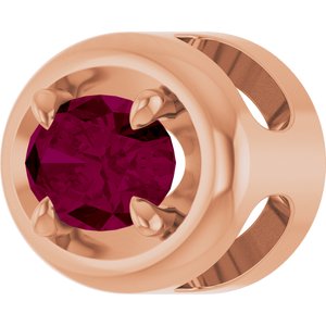 14K Rose Gold 6x4 mm Natural Rhodolite Garnet Solitaire Slide Pendant