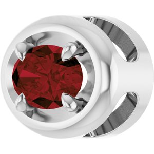 14K White Gold 8x6 mm Natural Mozambique Garnet Solitaire Slide Pendant
