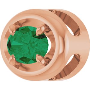 14K Rose Gold 6x4 mm Lab-Grown Emerald Solitaire Slide Pendant
