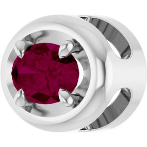 14K White Gold 8x6 mm Natural Rhodolite Garnet Solitaire Slide Pendant