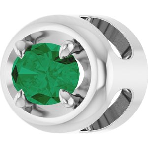 Platinum 6x4 mm Lab-Grown Emerald Solitaire Slide Pendant