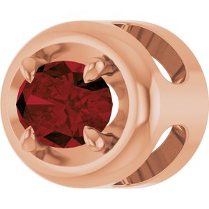14K Rose Gold 8x6 mm Natural Mozambique Garnet Solitaire Slide Pendant