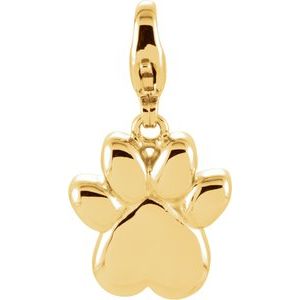 14K Yellow Gold Paw Print Charm/Pendant