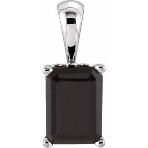 14K White Gold Natural Black Onyx Pendant