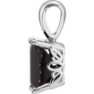 14K White Gold Natural Black Onyx Pendant