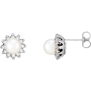 Halo-Style Button Pearl Earrings