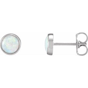 14K White Gold Natural White Opal Earrings