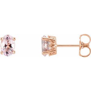 14K Rose Gold Natural Pink Morganite Earrings