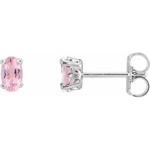 14K White Gold Natural Pink Morganite Earrings