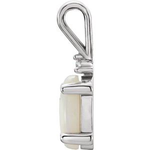 14K White Gold Natural White Opal & .01 CT Natural Diamond Pendant
