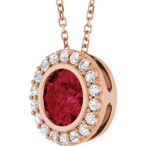 14K Rose Gold Lab-Grown Ruby & 1/4 CTW Natural Diamond 16-18" Necklace