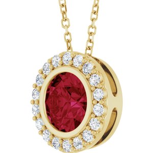14K Yellow Gold Lab-Grown Ruby & 1/4 CTW Natural Diamond 16-18" Necklace