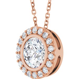 14K Rose Gold Lab-Grown Moissanite & 1/4 CTW Natural Diamond 16-18" Necklace