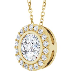 14K Yellow Gold Lab-Grown Moissanite & 1/4 CTW Natural Diamond 16-18" Necklace