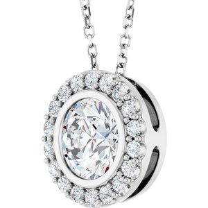Sterling Silver Lab-Grown Moissanite & 1/4 CTW Natural Diamond 16-18" Necklace