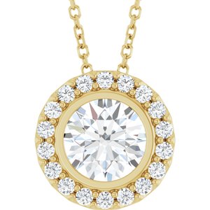 14K Yellow Gold Lab-Grown Moissanite & 1/4 CTW Natural Diamond 16-18" Necklace