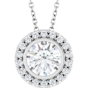 14K White Gold Lab-Grown Moissanite & 1/4 CTW Natural Diamond 16-18" Necklace