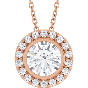14K Rose Gold Lab-Grown Moissanite & 1/4 CTW Natural Diamond 16-18" Necklace