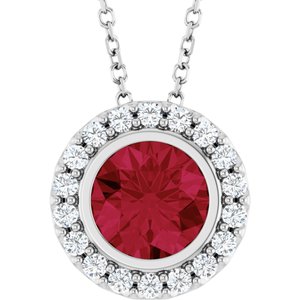 14K White Gold Lab-Grown Ruby & 1/4 CTW Natural Diamond 16-18" Necklace