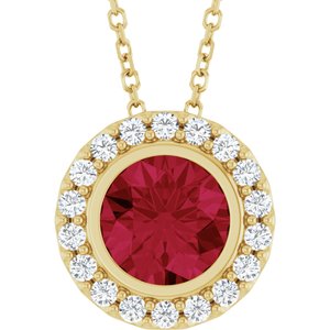 14K Yellow Gold Lab-Grown Ruby & 1/4 CTW Natural Diamond 16-18" Necklace