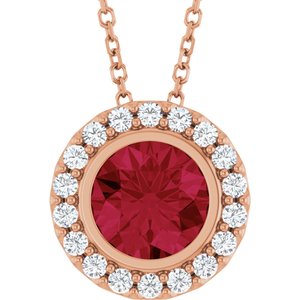 14K Rose Gold Lab-Grown Ruby & 1/4 CTW Natural Diamond 16-18" Necklace