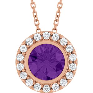 14K Rose Gold Natural Amethyst & 1/4 CTW Natural Diamond 16-18" Necklace