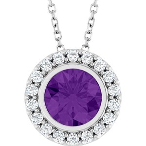 Platinum Natural Amethyst & 1/4 CTW Natural Diamond 16-18" Necklace