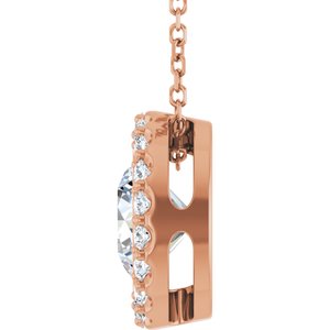 14K Rose Gold Lab-Grown Moissanite & 1/4 CTW Natural Diamond 16-18" Necklace