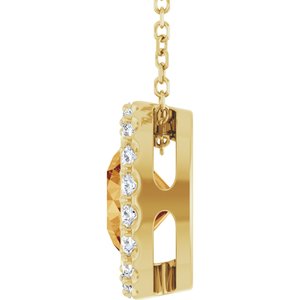 14K Yellow Gold Natural Citrine & 1/4 CTW Natural Diamond 16-18" Necklace