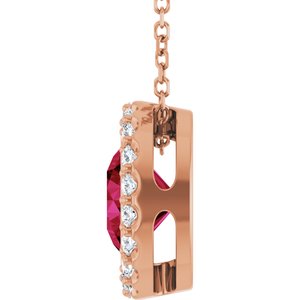 14K Rose Gold Lab-Grown Ruby & 1/4 CTW Natural Diamond 16-18" Necklace