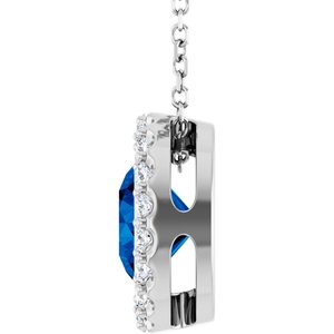 Sterling Silver Lab-Grown Blue Sapphire & 1/4 CTW Natural Diamond 16-18" Necklace