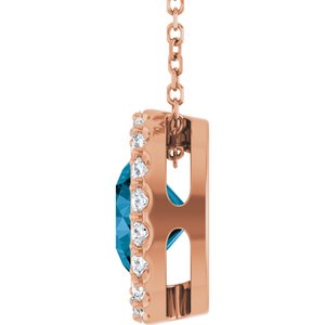 14K Rose Gold Natural London Blue Topaz & 1/4 CTW Natural Diamond 16-18" Necklace