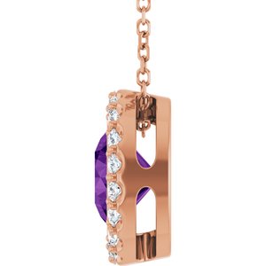 14K Rose Gold Natural Amethyst & 1/4 CTW Natural Diamond 16-18" Necklace
