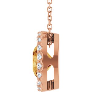 14K Rose Gold Natural Citrine & 1/4 CTW Natural Diamond 16-18" Necklace