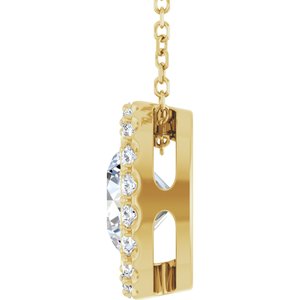 14K Yellow Gold Lab-Grown Moissanite & 1/4 CTW Natural Diamond 16-18" Necklace
