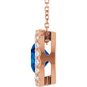 14K Rose Gold Lab-Grown Blue Sapphire & 1/4 CTW Natural Diamond 16-18" Necklace