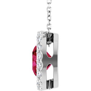 Platinum Lab-Grown Ruby & 1/4 CTW Natural Diamond 16-18" Necklace