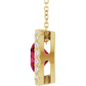14K Yellow Gold Lab-Grown Ruby & 1/4 CTW Natural Diamond 16-18" Necklace